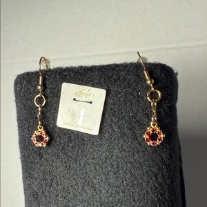 Costa Gold and Red Floral Earrings